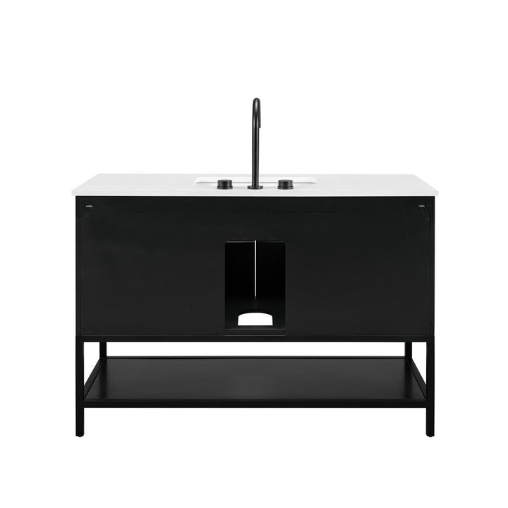 Bemma, Diamond 48" Single Vanity, Charcoal Black/Matte Black, White Quartz Top#top-options_white-quartz-top