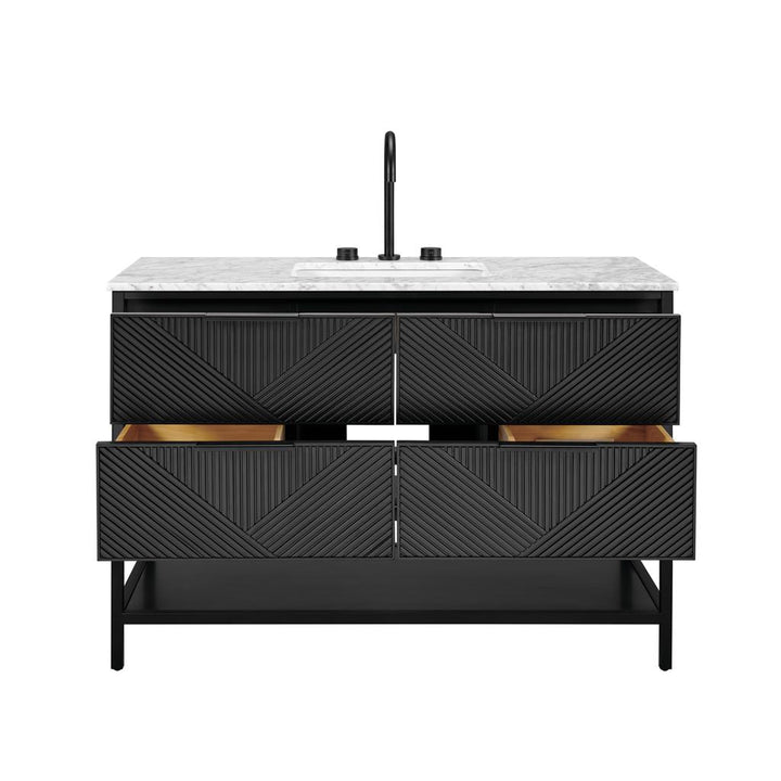 Bemma, Diamond 48" Single Vanity, Charcoal Black/Matte Black, Carrara Marble Top#top-options_carrara-marble-top
