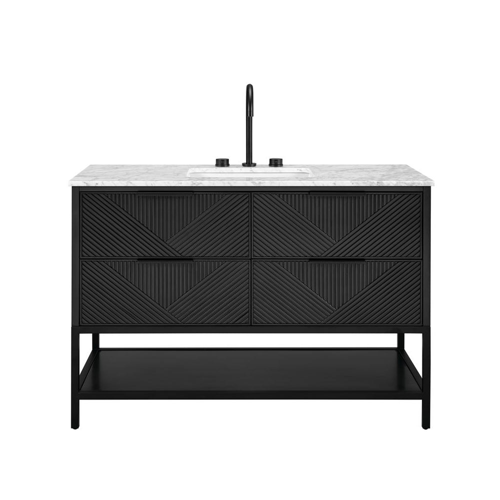 Bemma, Diamond 48" Single Vanity, Charcoal Black/Matte Black, Carrara Marble Top#top-options_carrara-marble-top