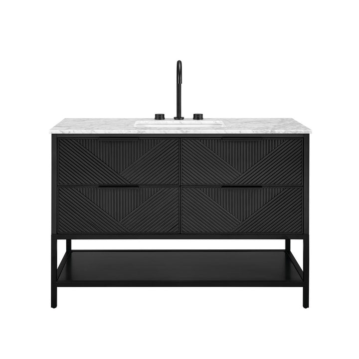 Bemma, Diamond 48" Single Vanity, Charcoal Black/Matte Black, Carrara Marble Top#top-options_carrara-marble-top