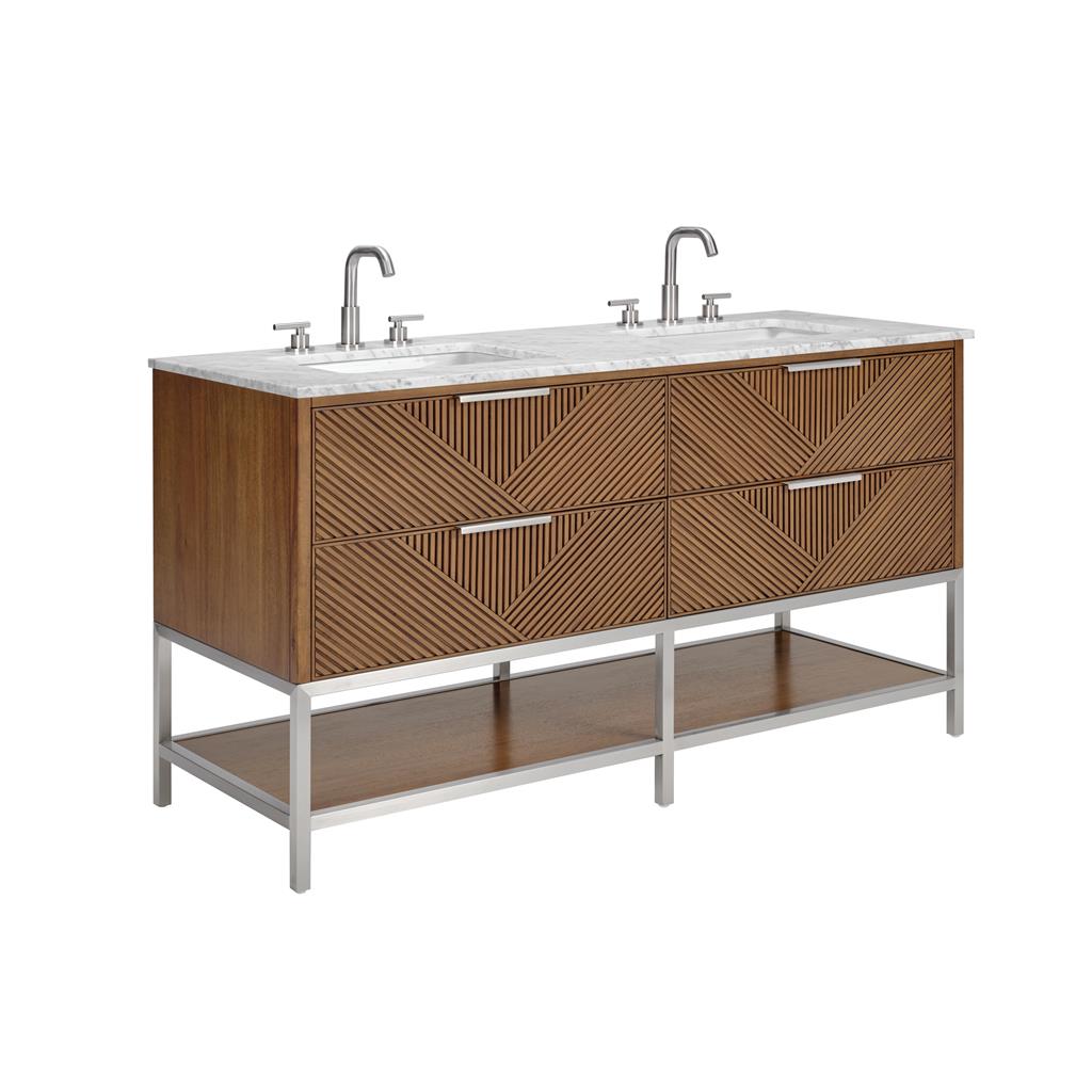 Bemma, Diamond 60" Double Vanity, Walnut/Brushed Nickel, Carrara Marble Top#top-options_carrara-marble-top