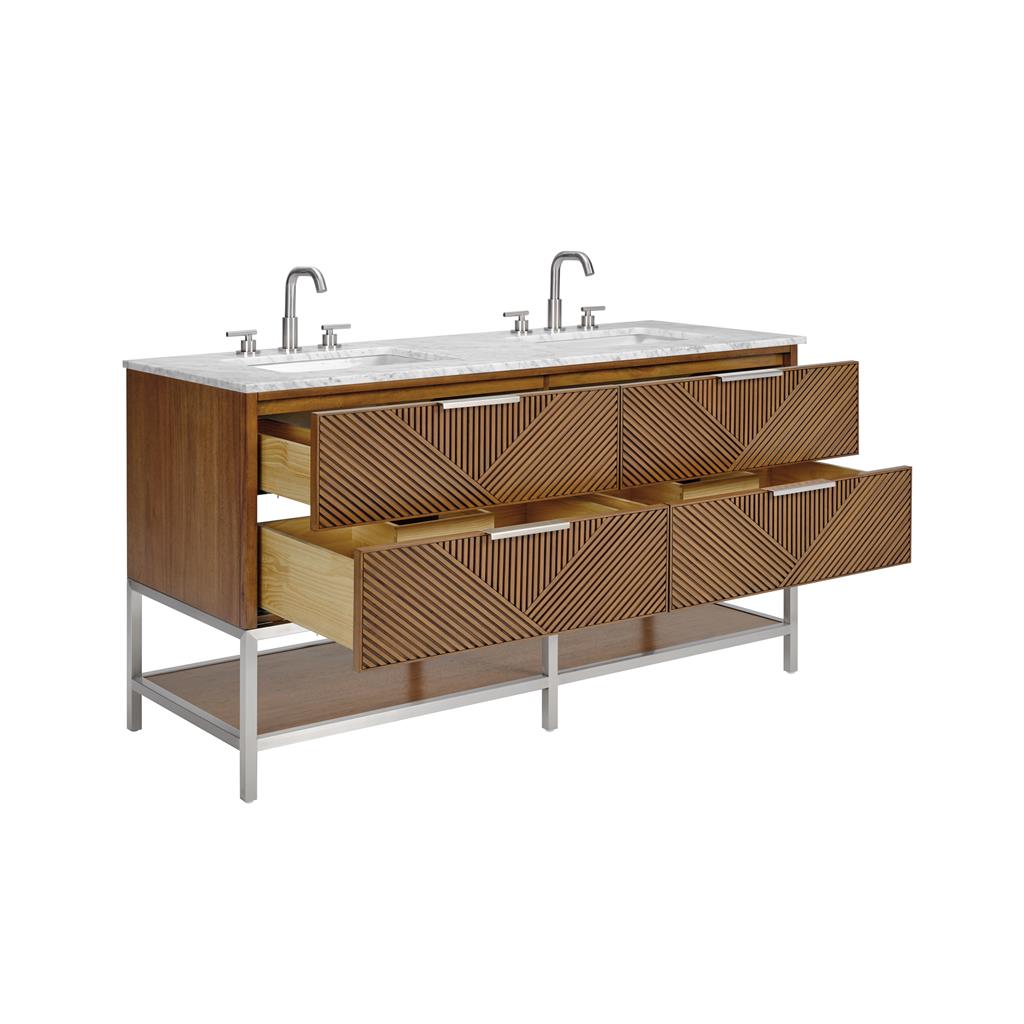 Bemma, Diamond 60" Double Vanity, Walnut/Brushed Nickel, Carrara Marble Top#top-options_carrara-marble-top
