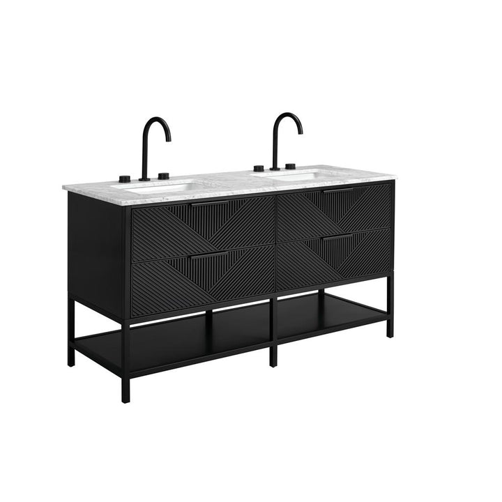 Bemma, Diamond 60" Double Vanity, Charcoal Black/Matte Black, Carrara Marble Top#top-options_carrara-marble-top