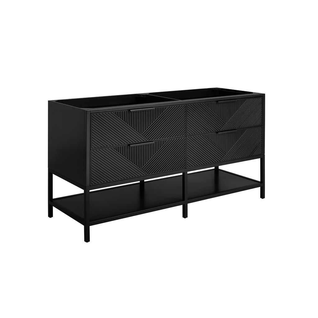 Bemma, Diamond 60" Double Vanity, Charcoal Black/Matte Black, Carrara Marble Top#top-options_carrara-marble-top