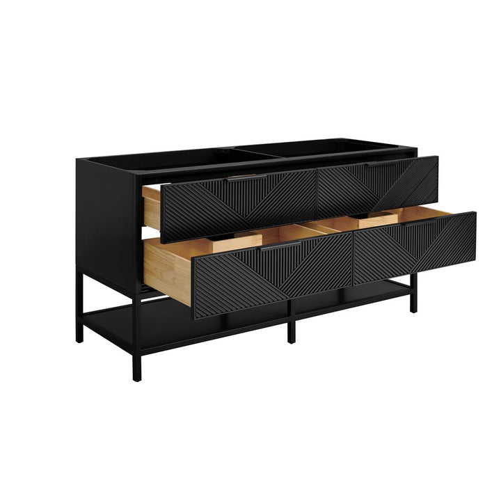 Bemma, Diamond 60" Double Vanity, Charcoal Black/Matte Black, Carrara Marble Top#top-options_carrara-marble-top