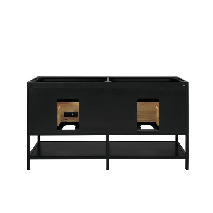 Bemma, Diamond 60" Double Vanity, Charcoal Black/Matte Black, Carrara Marble Top#top-options_carrara-marble-top