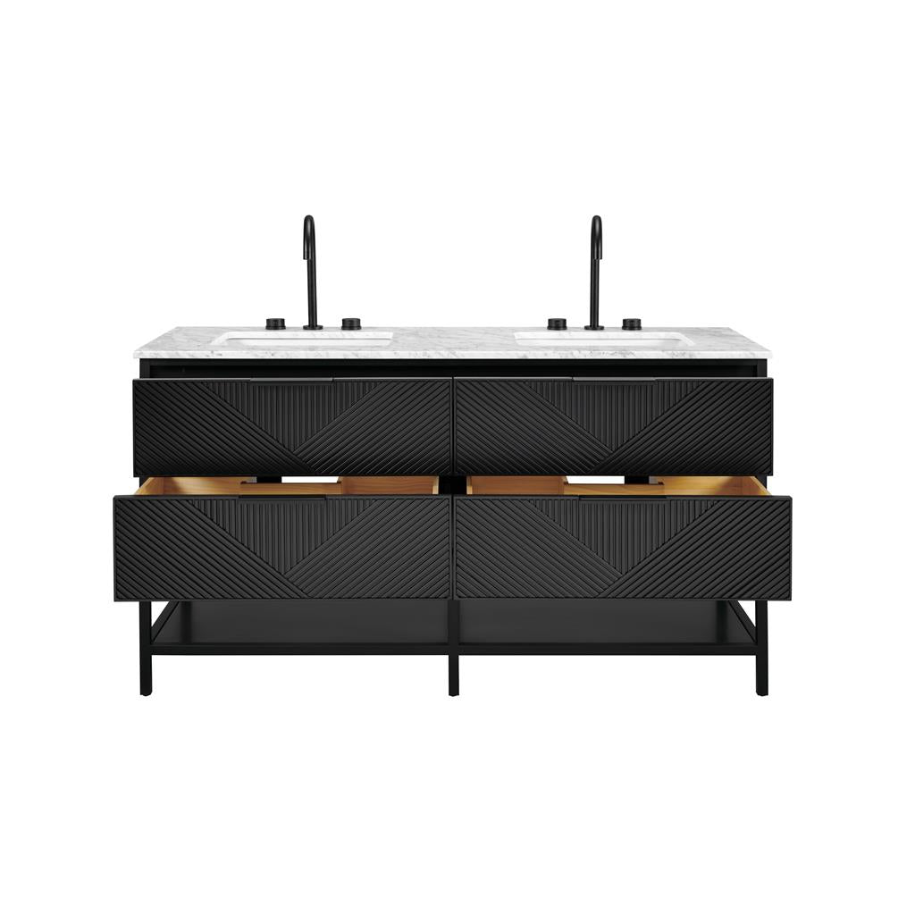 Bemma, Diamond 60" Double Vanity, Charcoal Black/Matte Black, Carrara Marble Top#top-options_carrara-marble-top