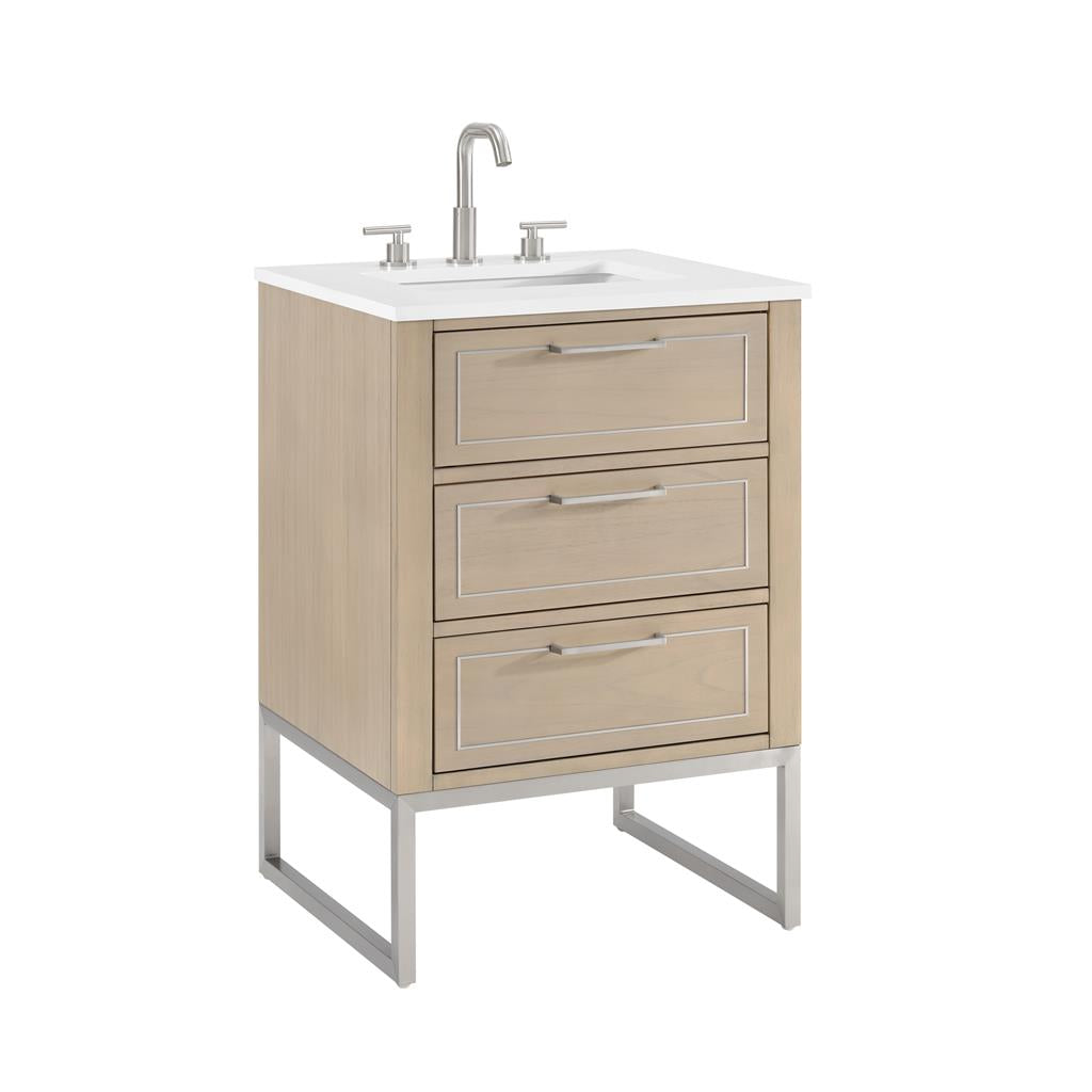 Bemma, Markham 24" Single Vanity, Cashmere Grey/Brushed Nickel, White Quartz Top#top-options_white-quartz-top