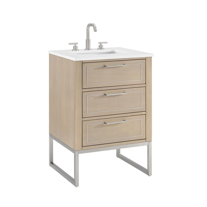 Bemma, Markham 24" Single Vanity, Cashmere Grey/Brushed Nickel, White Quartz Top#top-options_white-quartz-top