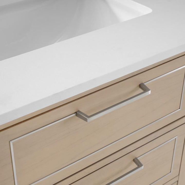 Bemma, Markham 24" Single Vanity, Cashmere Grey/Brushed Nickel, White Quartz Top#top-options_white-quartz-top