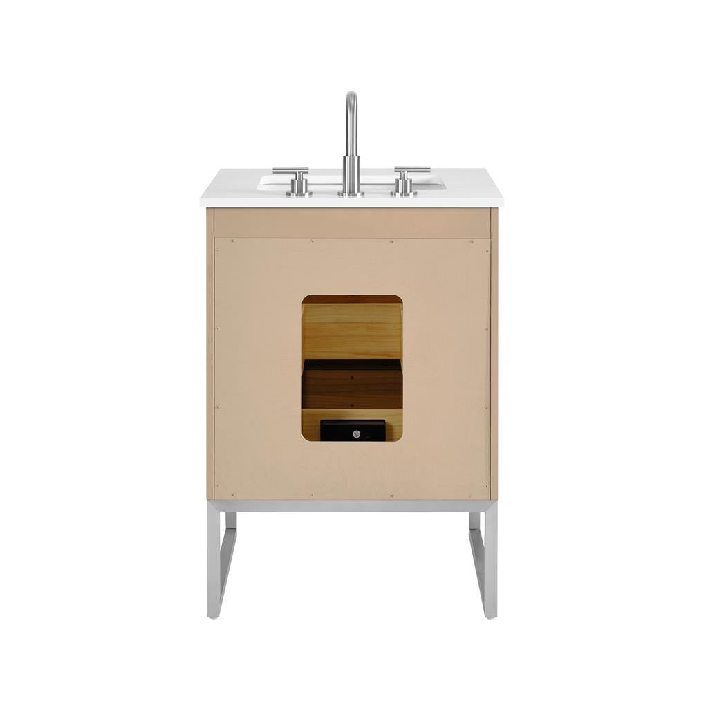 Bemma, Markham 24" Single Vanity, Cashmere Grey/Brushed Nickel, White Quartz Top#top-options_white-quartz-top