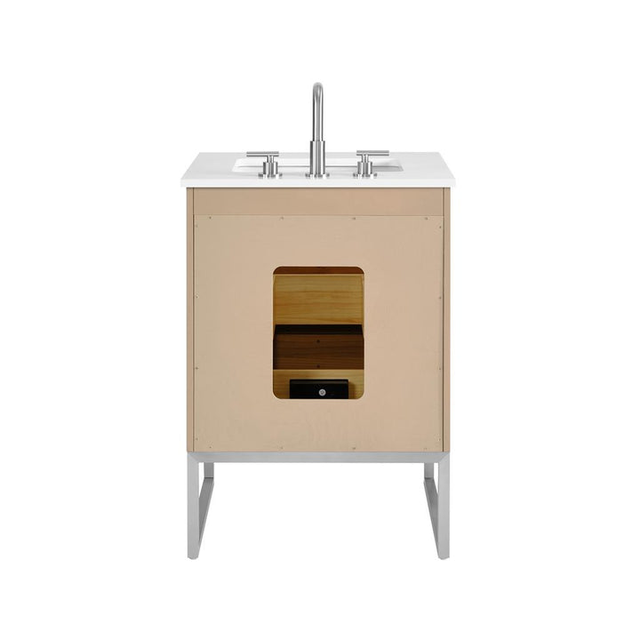 Bemma, Markham 24" Single Vanity, Cashmere Grey/Brushed Nickel, White Quartz Top#top-options_white-quartz-top