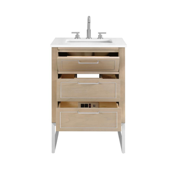 Bemma, Markham 24" Single Vanity, Cashmere Grey/Brushed Nickel, White Quartz Top#top-options_white-quartz-top