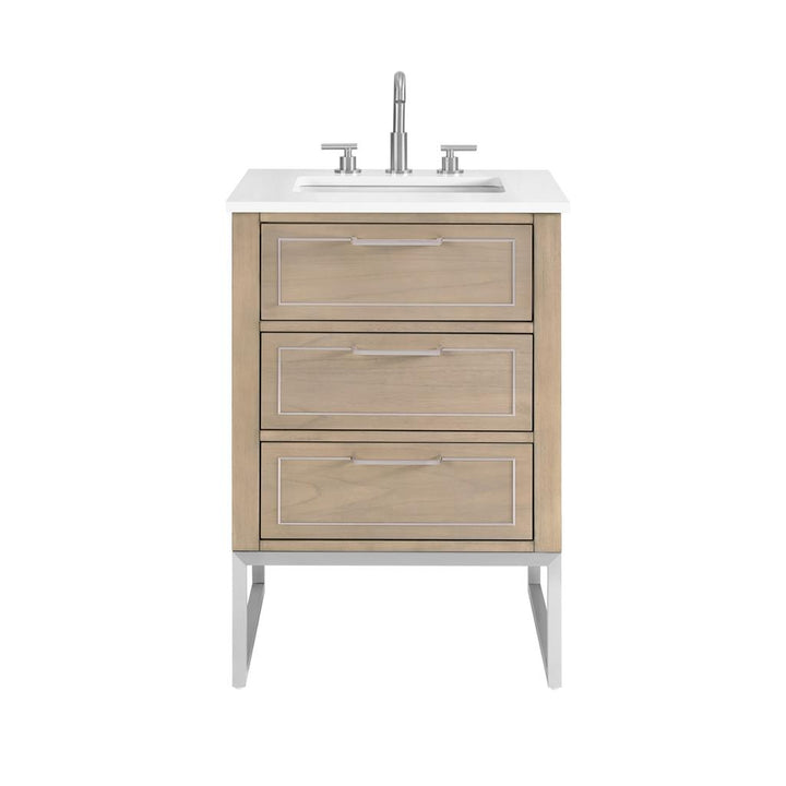 Bemma, Markham 24" Single Vanity, Cashmere Grey/Brushed Nickel, White Quartz Top#top-options_white-quartz-top