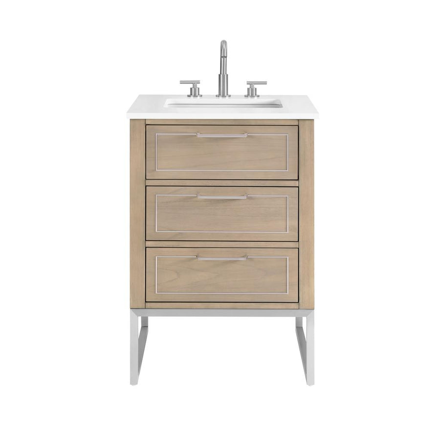 Bemma, Markham 24" Single Vanity, Cashmere Grey/Brushed Nickel, White Quartz Top#top-options_white-quartz-top