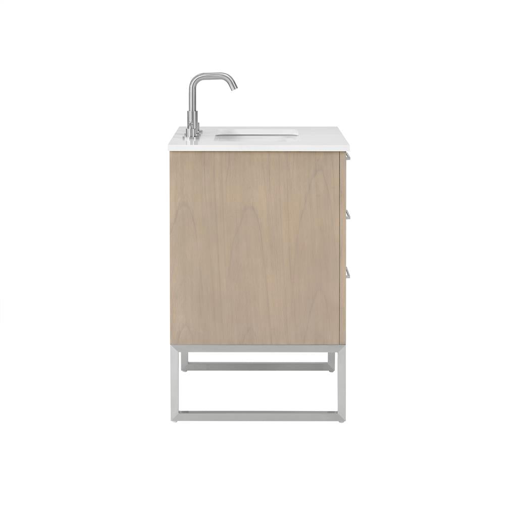 Bemma, Markham 24" Single Vanity, Cashmere Grey/Brushed Nickel, White Quartz Top#top-options_white-quartz-top