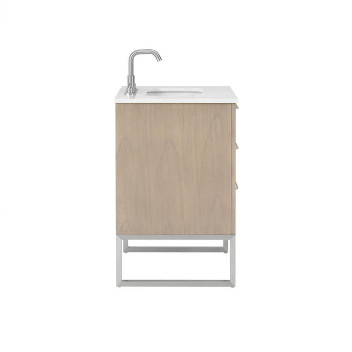 Bemma, Markham 24" Single Vanity, Cashmere Grey/Brushed Nickel, White Quartz Top#top-options_white-quartz-top