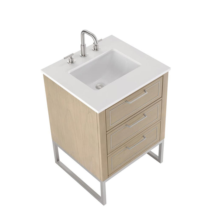 Bemma, Markham 24" Single Vanity, Cashmere Grey/Brushed Nickel, White Quartz Top#top-options_white-quartz-top