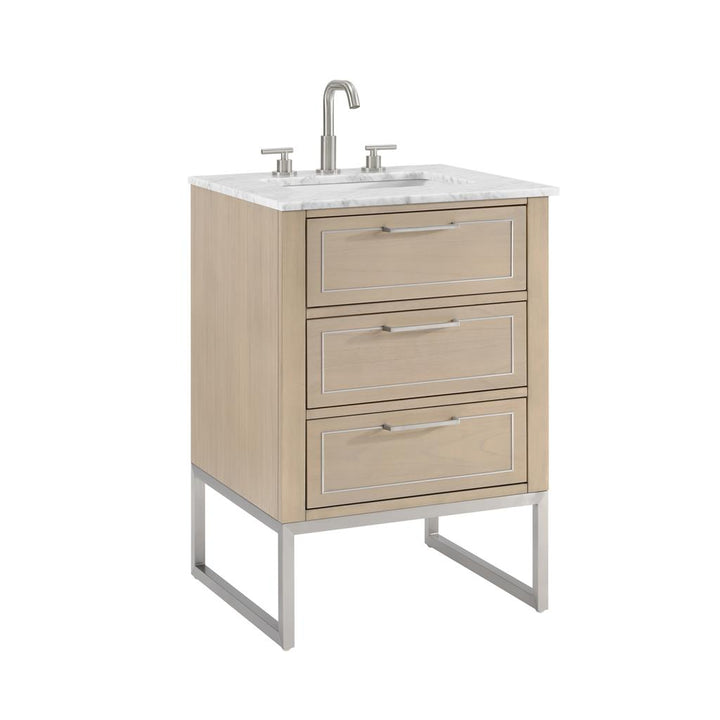 Bemma, Markham 24" Single Vanity, Cashmere Grey/Brushed Nickel, Carrara Marble Top#top-options_carrara-marble-top