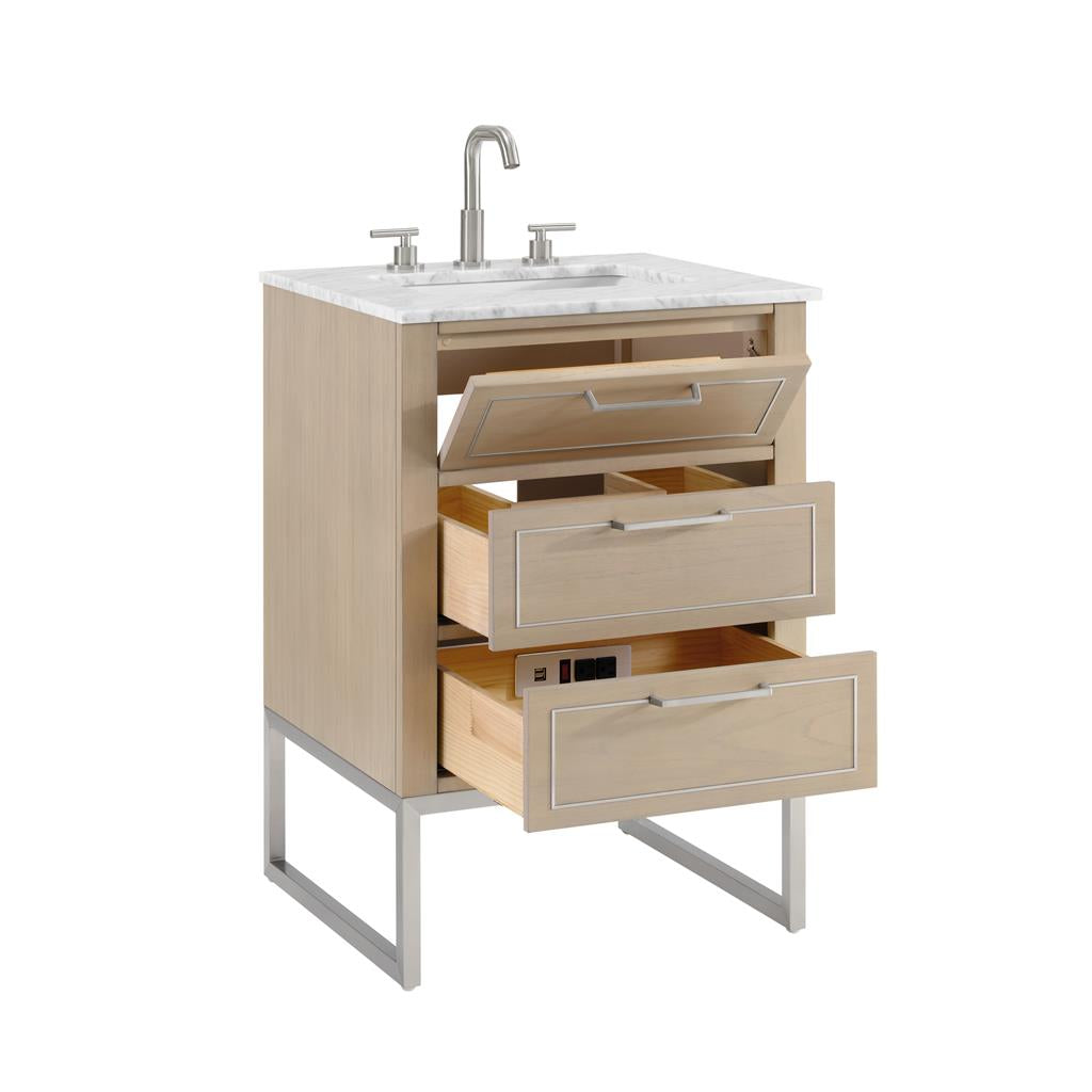 Bemma, Markham 24" Single Vanity, Cashmere Grey/Brushed Nickel, Carrara Marble Top#top-options_carrara-marble-top