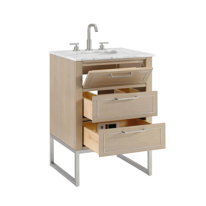 Bemma, Markham 24" Single Vanity, Cashmere Grey/Brushed Nickel, Carrara Marble Top#top-options_carrara-marble-top