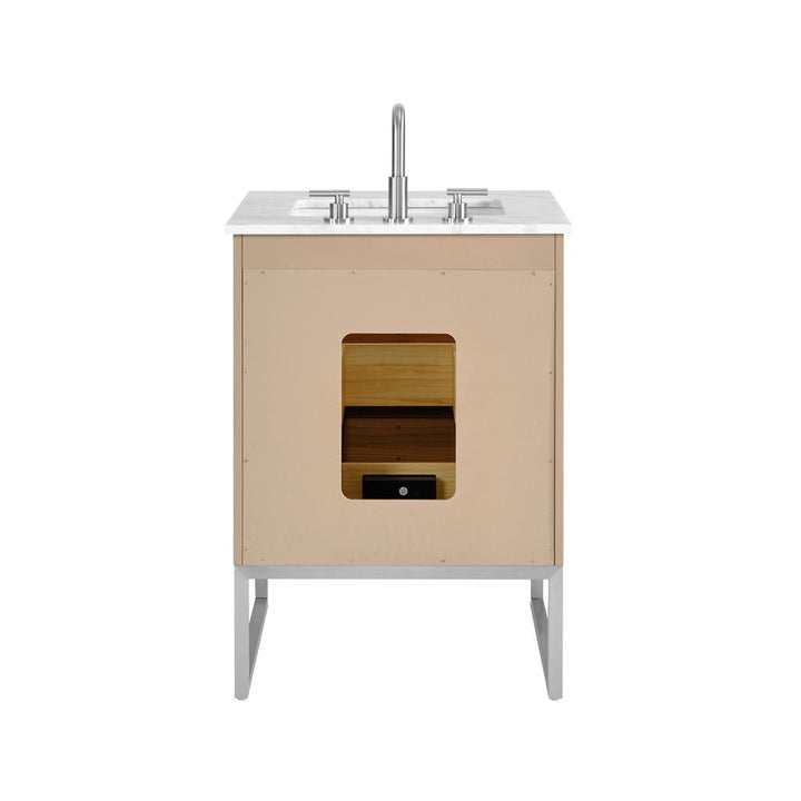 Bemma, Markham 24" Single Vanity, Cashmere Grey/Brushed Nickel, Carrara Marble Top#top-options_carrara-marble-top