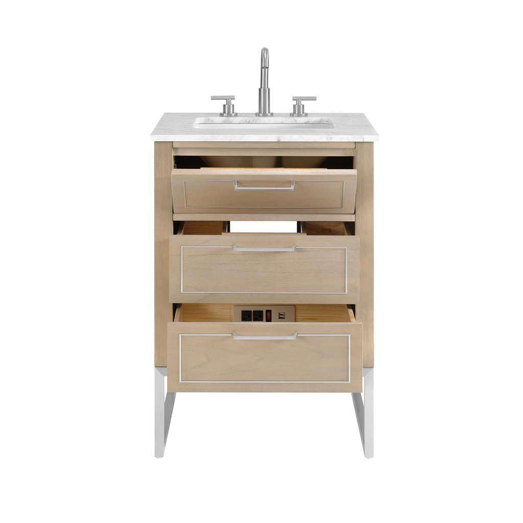 Bemma, Markham 24" Single Vanity, Cashmere Grey/Brushed Nickel, Carrara Marble Top#top-options_carrara-marble-top
