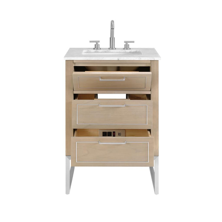 Bemma, Markham 24" Single Vanity, Cashmere Grey/Brushed Nickel, Carrara Marble Top#top-options_carrara-marble-top