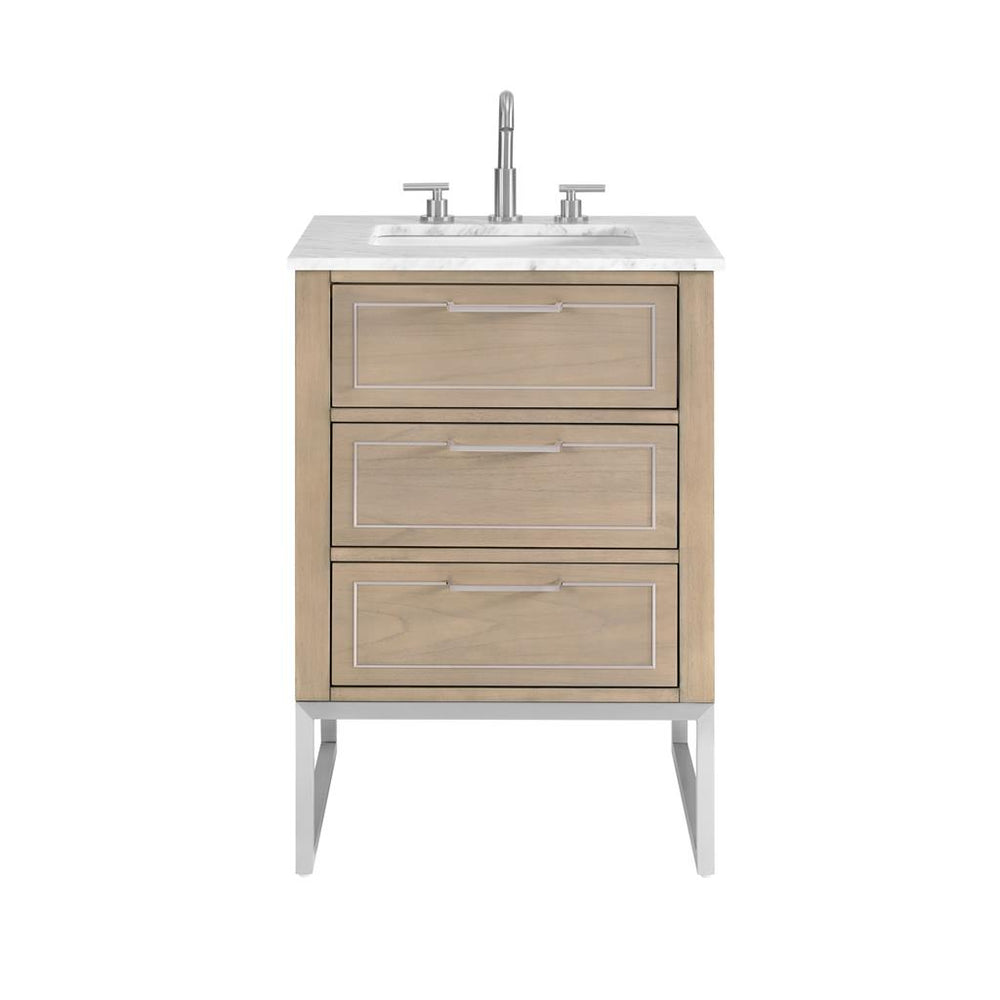 Bemma, Markham 24" Single Vanity, Cashmere Grey/Brushed Nickel, Carrara Marble Top#top-options_carrara-marble-top