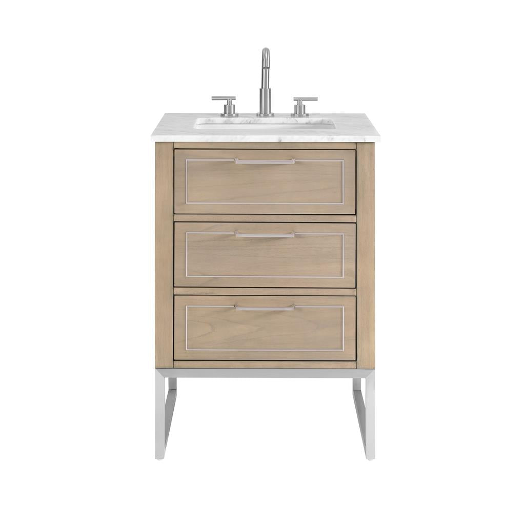 Bemma, Markham 24" Single Vanity, Cashmere Grey/Brushed Nickel, Carrara Marble Top#top-options_carrara-marble-top