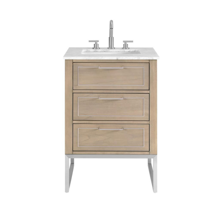 Bemma, Markham 24" Single Vanity, Cashmere Grey/Brushed Nickel, Carrara Marble Top#top-options_carrara-marble-top