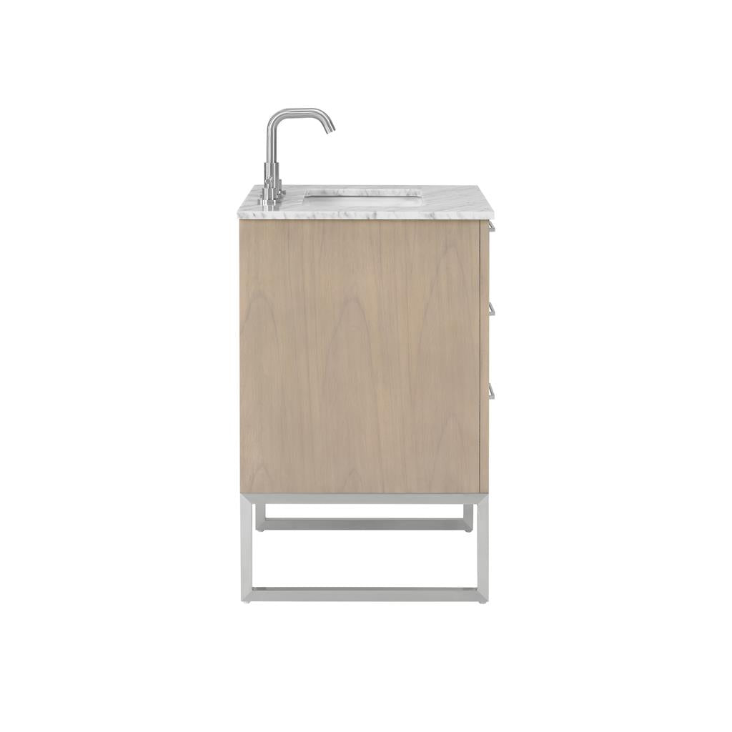 Bemma, Markham 24" Single Vanity, Cashmere Grey/Brushed Nickel, Carrara Marble Top#top-options_carrara-marble-top