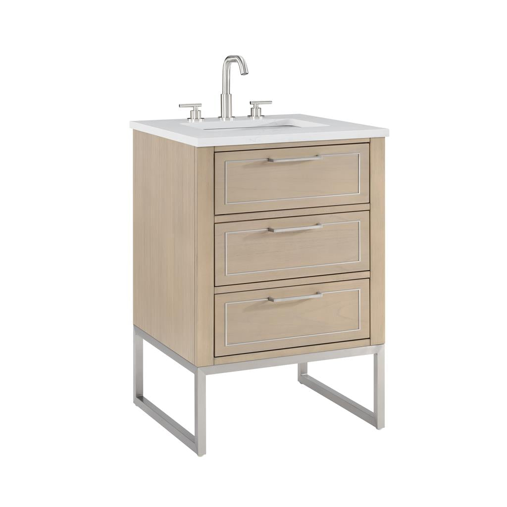 Bemma, Markham 24" Single Vanity, Cashmere Grey/Brushed Nickel, Calacatta Quartz Top#top-options_calacatta-quartz-top