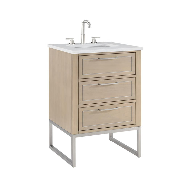 Bemma, Markham 24" Single Vanity, Cashmere Grey/Brushed Nickel, Calacatta Quartz Top#top-options_calacatta-quartz-top