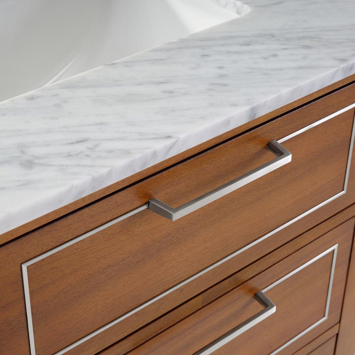 Bemma, Markham 24" Single Vanity, Walnut/Brushed Nickel, Carrara Marble Top#top-options_carrara-marble-top