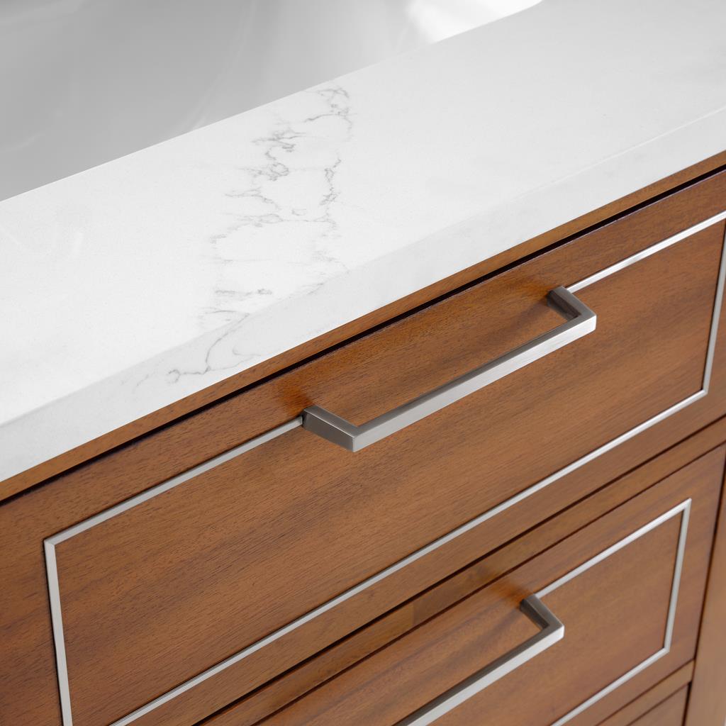 Bemma, Markham 24" Single Vanity, Walnut/Brushed Nickel, Calacatta Quartz Top#top-options_calacatta-quartz-top