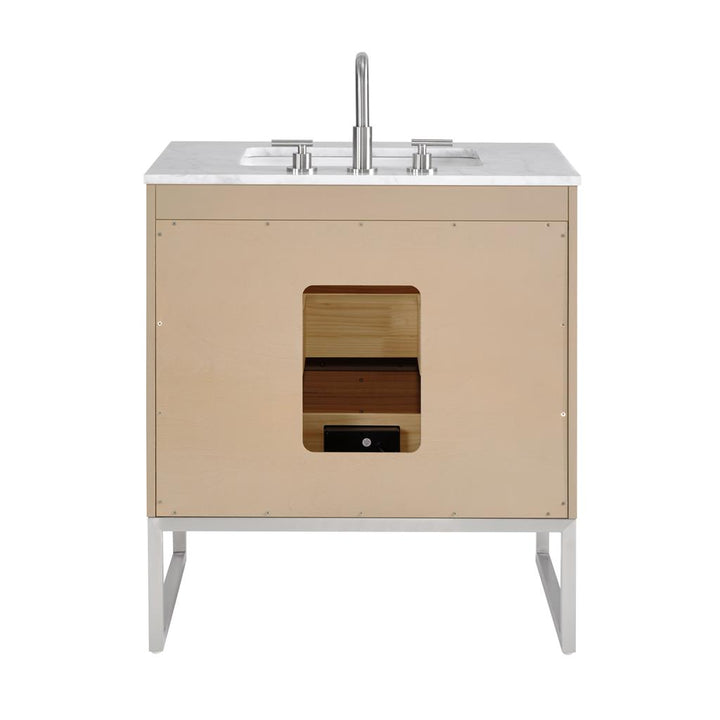 Bemma, Markham 30" Single Vanity, Cashmere Grey/Brushed Nickel, Carrara Marble Top#top-options_carrara-marble-top
