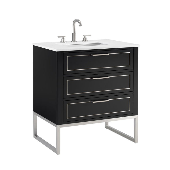 Bemma, Markham 30" Single Vanity, Midnight Black/Brushed Nickel, White Quartz Top#top-options_white-quartz-top