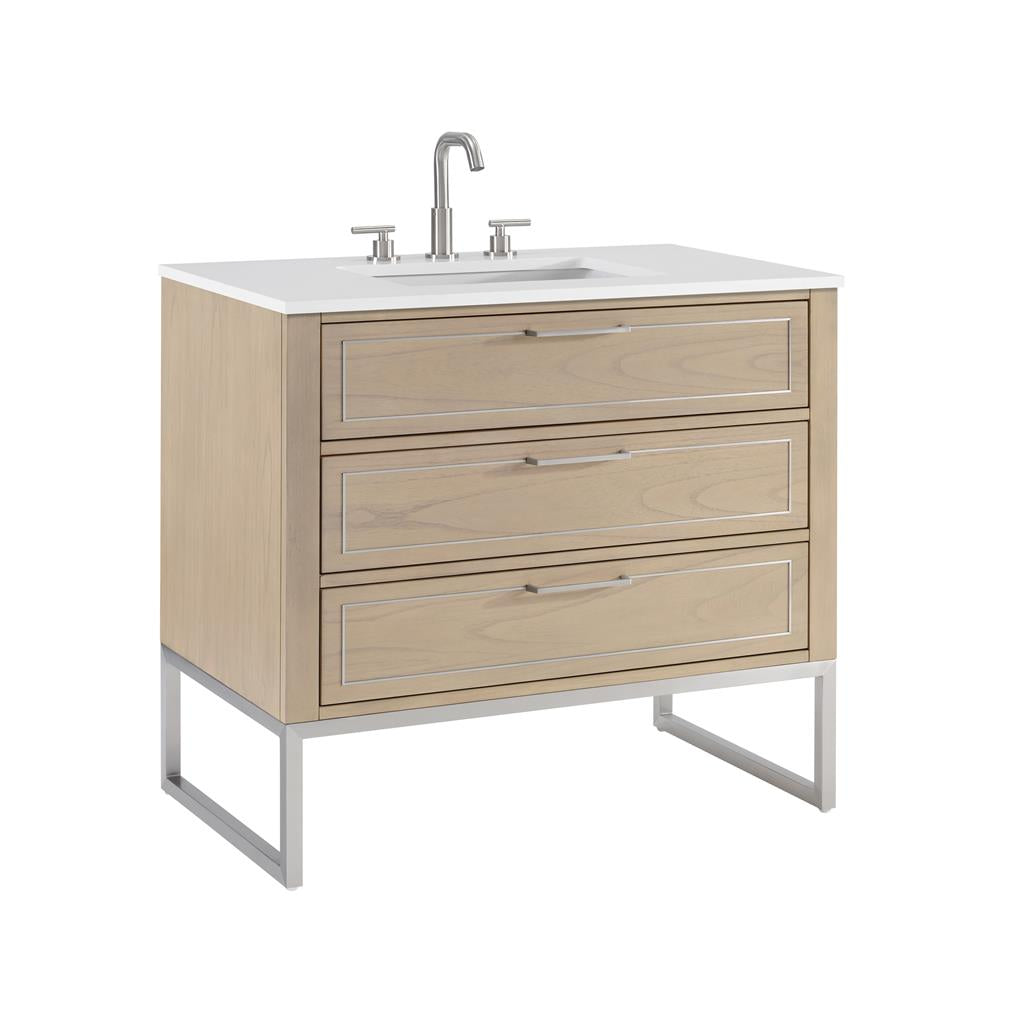 Bemma, Markham 36" Single Vanity, Cashmere Grey/Brushed Nickel, White Quartz Top#top-options_white-quartz-top