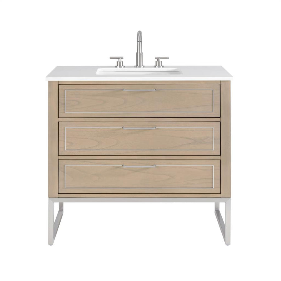 Bemma, Markham 36" Single Vanity, Cashmere Grey/Brushed Nickel, White Quartz Top#top-options_white-quartz-top