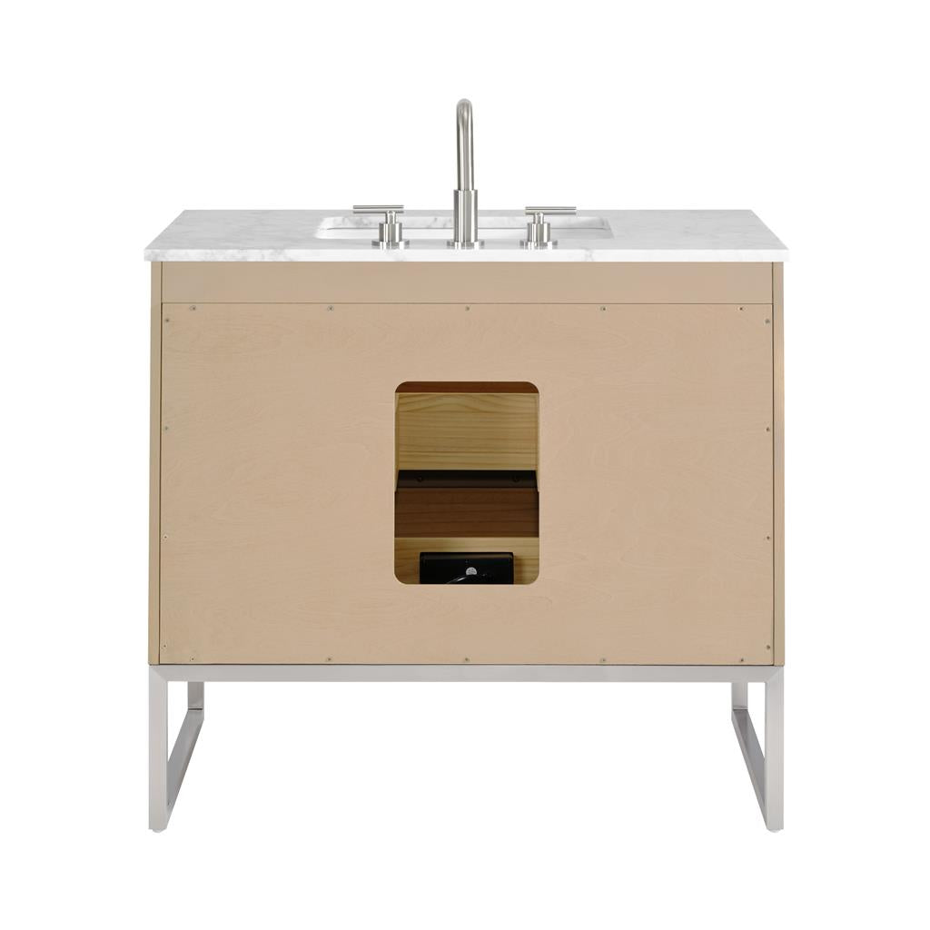 Bemma, Markham 36" Single Vanity, Cashmere Grey/Brushed Nickel, Carrara Marble Top#top-options_carrara-marble-top
