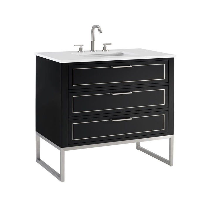 Bemma, Markham 36" Single Vanity, Midnight Black/Brushed Nickel, White Quartz Top#top-options_white-quartz-top