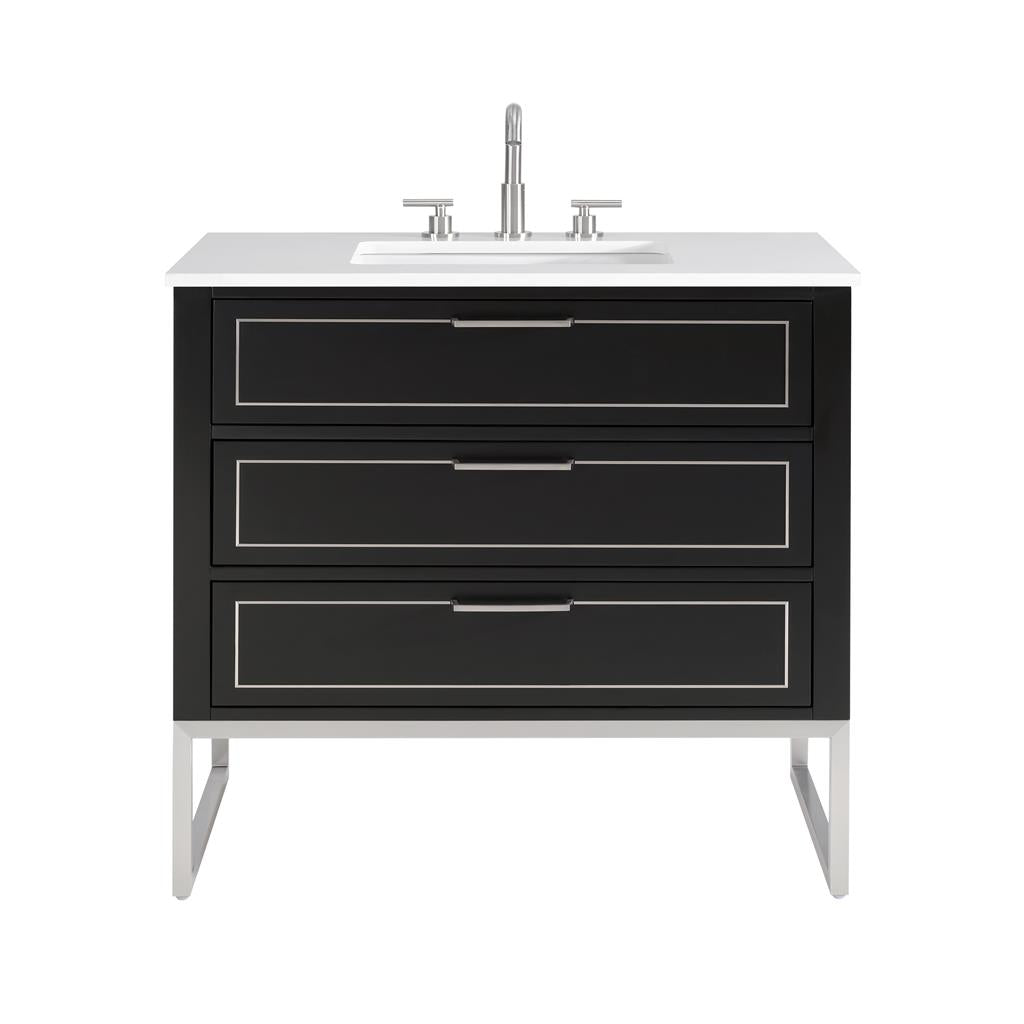 Bemma, Markham 36" Single Vanity, Midnight Black/Brushed Nickel, White Quartz Top#top-options_white-quartz-top