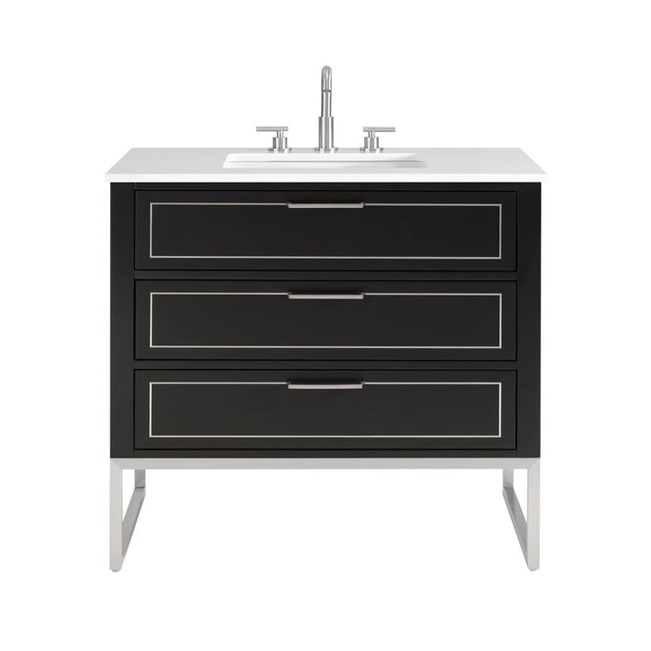 Bemma, Markham 36" Single Vanity, Midnight Black/Brushed Nickel, White Quartz Top#top-options_white-quartz-top