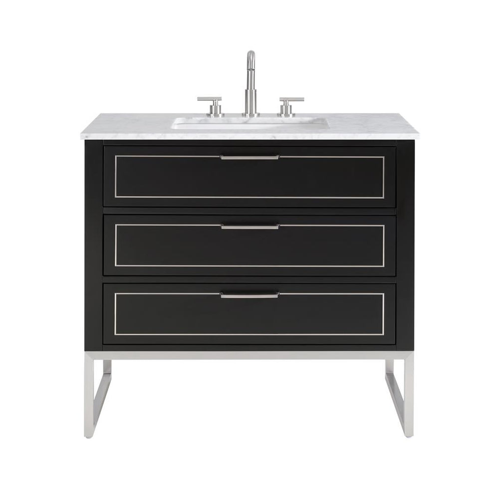 Bemma, Markham 36" Single Vanity, Midnight Black/Brushed Nickel, Carrara Marble Top#top-options_carrara-marble-top