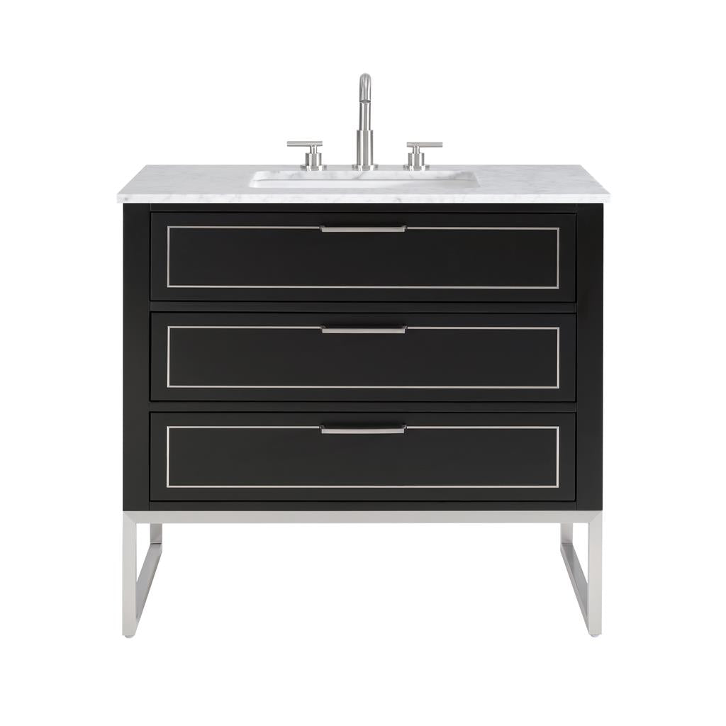 Bemma, Markham 36" Single Vanity, Midnight Black/Brushed Nickel, Carrara Marble Top#top-options_carrara-marble-top