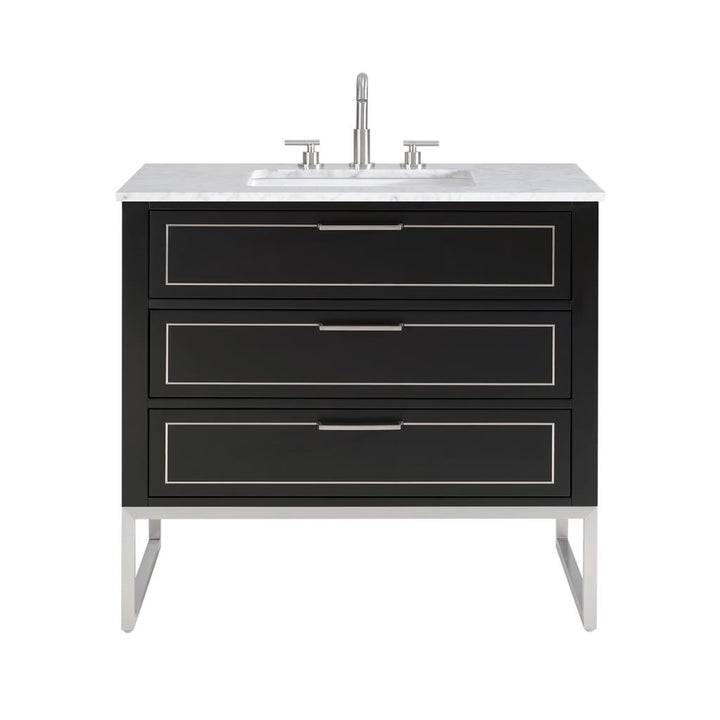 Bemma, Markham 36" Single Vanity, Midnight Black/Brushed Nickel, Carrara Marble Top#top-options_carrara-marble-top
