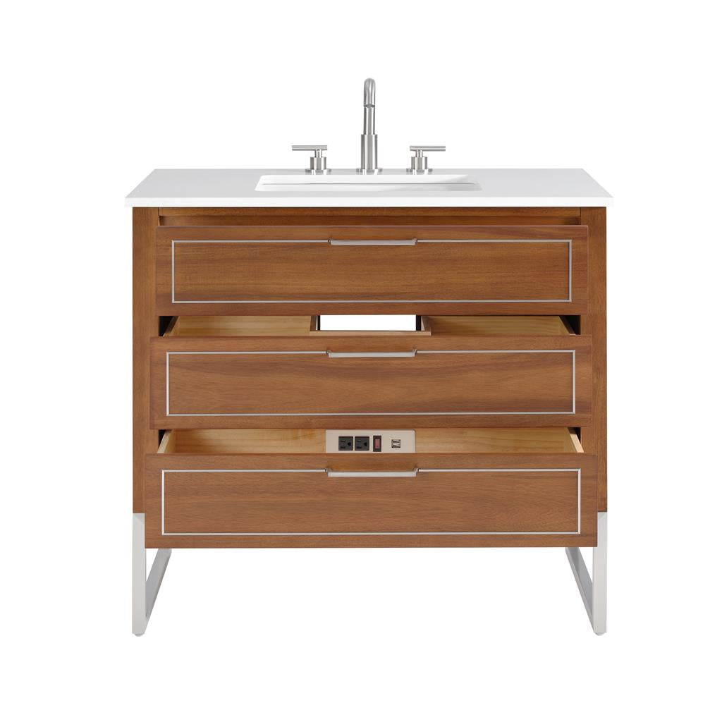Bemma, Markham 36" Single Vanity, Walnut/Brushed Nickel, White Quartz Top#top-options_white-quartz-top