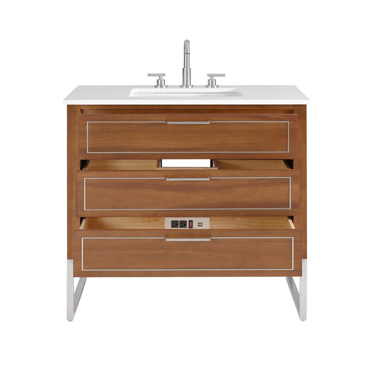 Bemma, Markham 36" Single Vanity, Walnut/Brushed Nickel, White Quartz Top#top-options_white-quartz-top