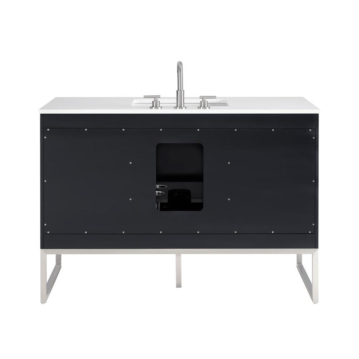 Bemma, Markham 48" Single Vanity, Midnight Black/Brushed Nickel, White Quartz Top#top-options_white-quartz-top